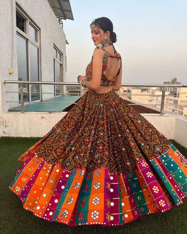 Appealing Multi Color Heavy Mirror Work Lehenga