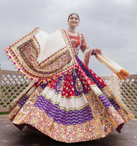 Attractive Multi Color Heavy Mirror Work Navratri Lehenga Choli Bride