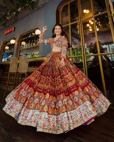 Audacious Dark Multi Color Heavy Mirror Work Lehenga Choli