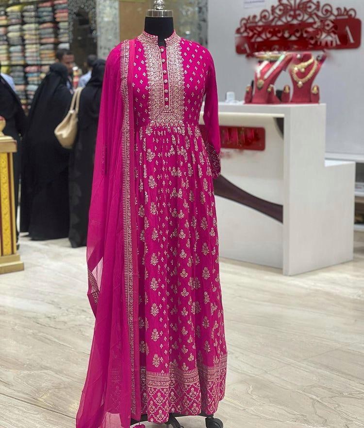 Beautiful Pink Party Wear Gown Designs For Girls