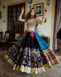 Appealing Multi Color Pure Silk Navratri Lehenga Collection For Girls