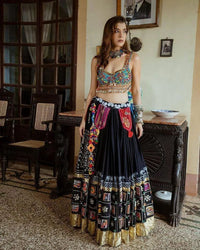 Appealing Multi Color Pure Silk Navratri Lehenga Collection For Girls