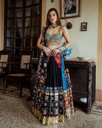 Appealing Multi Color Pure Silk Navratri Lehenga Collection For Girls