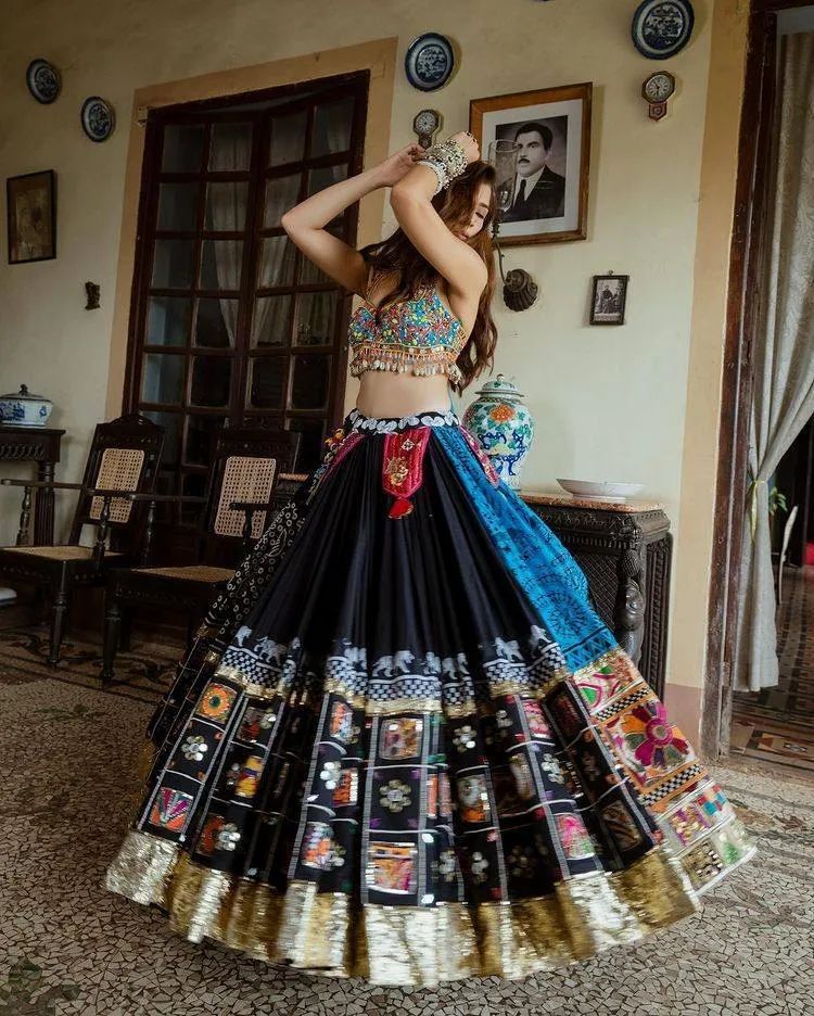 Appealing Multi Color Pure Silk Navratri Lehenga Collection For Girls