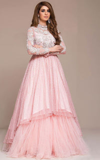 Stunning Pink Color Embroider With Sequence Work Designer Gown