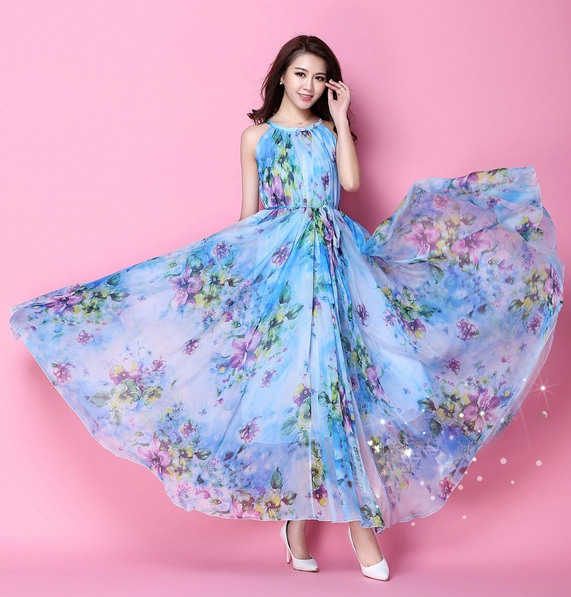 Floral Printed Designer Anarkali Gown For Girls