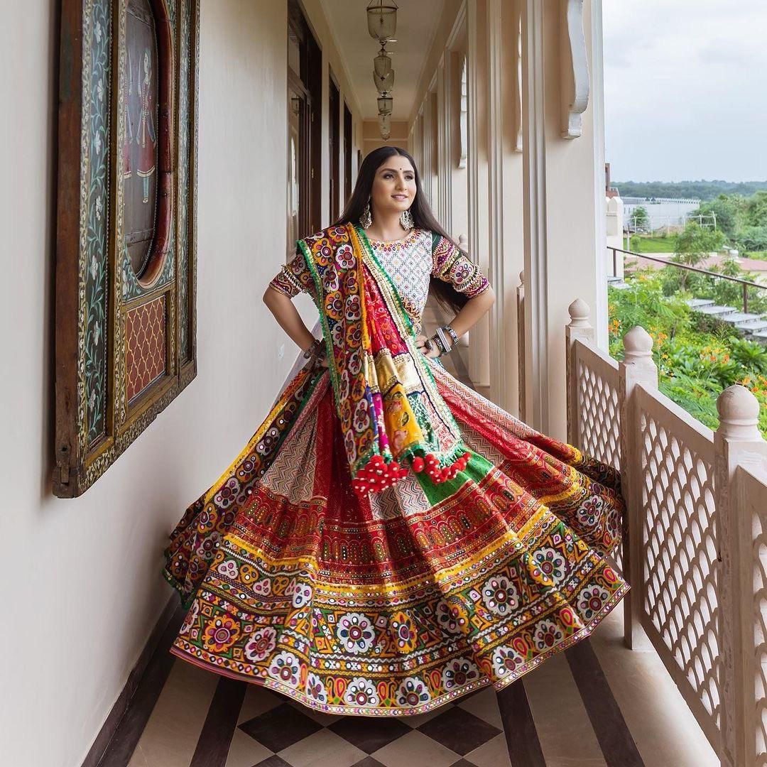 Fantastic Multi Color Soft Pure Silk Navratri Lehenga For Wedding