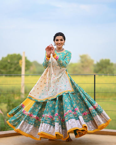 Circular Flair Pure Dolla Silk Online Lehenga Design