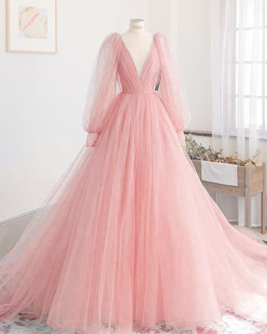 Heavy Fully Flair Beautiful Fully Stitch Peach Gown