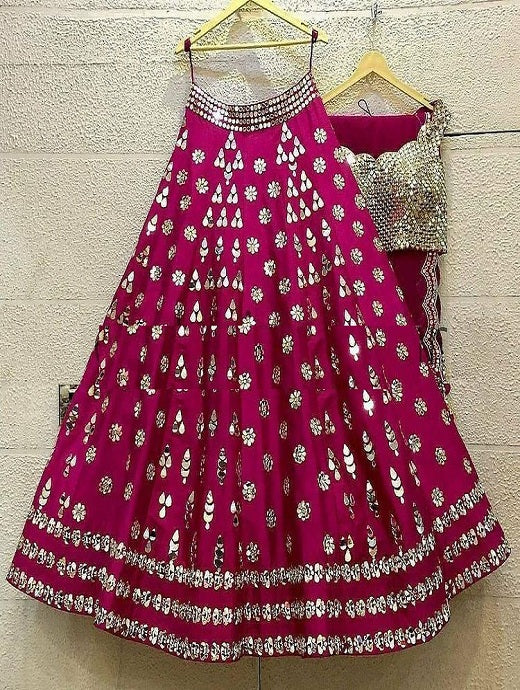 Incomparable Mirror Work Dark Pink Color Lehenga Choli