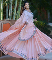 Attractive Designer Party Wear Pink Bridal Lehenga Choli