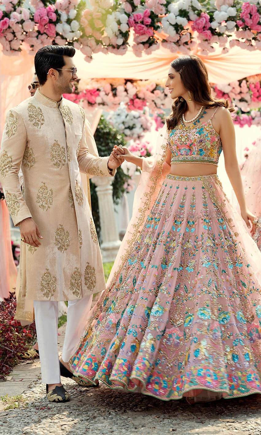 Beautiful Pink Peach Color Best Designer Trending Lehenga Choli 2024