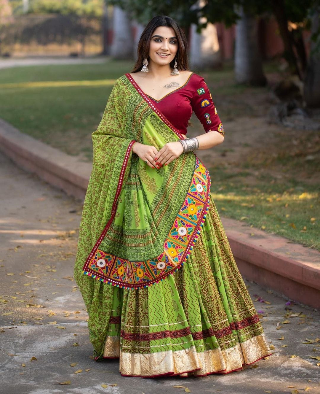 Women Printed Heavy Embroidery Work Indian Lehenga Choli