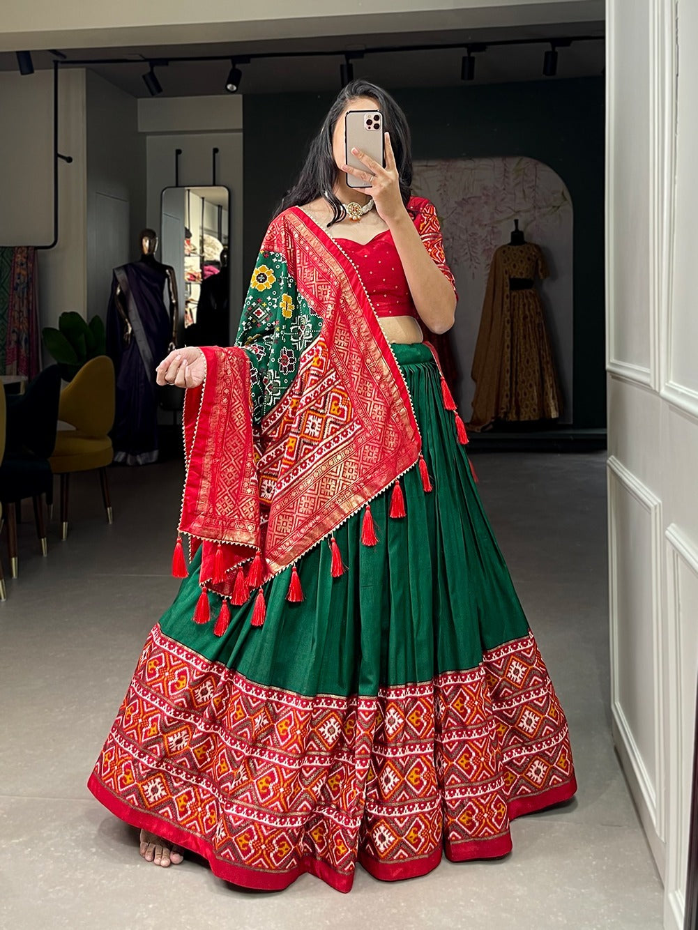 Green Weaving Wedding Designer Lehenga Choli -