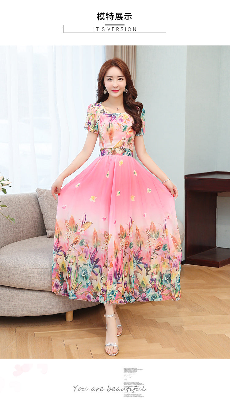 Sky Pink Leaf Printed Stylish Designer Floral Gown Designs