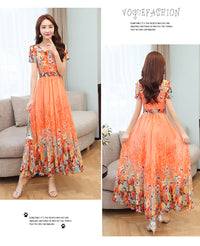 Light Orange Color Flower Digital Printed Anarkali Gown