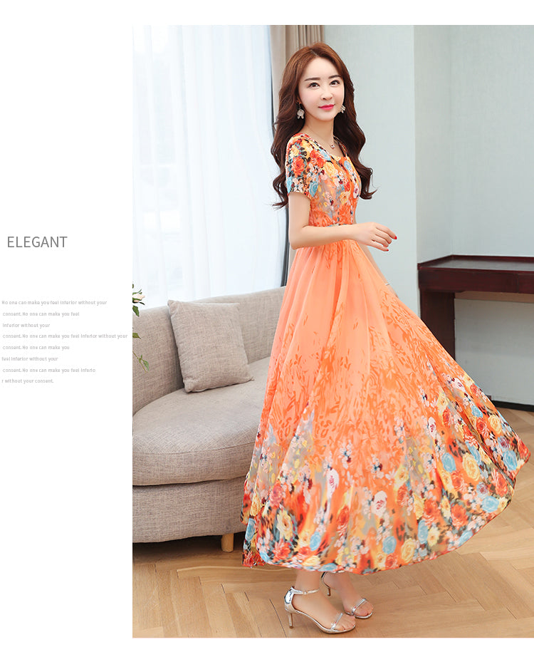 Light Orange Color Flower Digital Printed Anarkali Gown