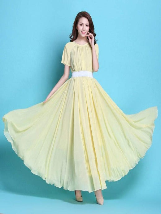 Light Yellow Color Gorgette Latest Fancy Gown Dress