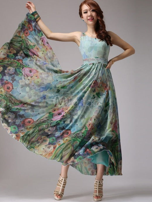 Flower Printed Designer Latest Multi Color Gown