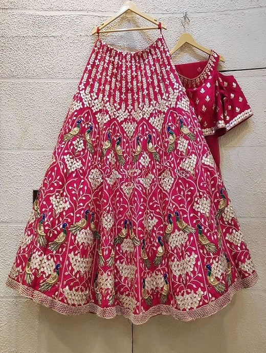 Pink Color Morpich Mirror Lehenga Choli For Girls